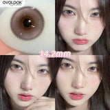 Qfdian  1 Pair Pink Brown Colored Contact Lenses Natural Pupil Lenses Big Eye Cute Makeup Lenses Purple Lenses Korean Style Lens
