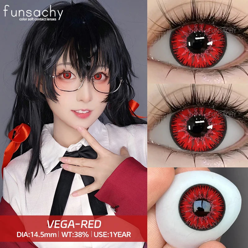 Qfdian 1pair Vampire Cosplay Contact Lenses for Eyes Anime Role Playing Contact Lens Cosmetic Colorful Multicolored Eye Pupil