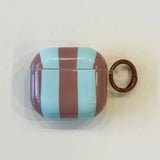 Qfdian Cute Blue Stripe Imd Silicone Earphone Case With Keychain For Apple AirPods 1 2 3 4 Pro 2 Bluetooth Headphone Protection Cover