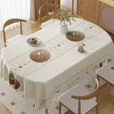 Qfdian  Tablecloth Three-proof Fabric Light Luxury High-end Rectangular Dining Table Cloth Leave-in Oil-proof Waterproof Anti-scalding
