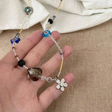 Qfdian  Bohemian Style Necklace Women Pearl Flower Necklace Korean Style Sweet Cool Necklace Fashionable Jewelry Women Collarbone Chain