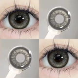 Qfdian  2PC Beauty Colored Contacts special Shiny Glitter Eye Makeup Contact Lens Black Gray Blue Brown Red Soft Contact Lens