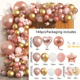 Qfdian  144pcs Rose Golden Balloon Arch Set, Suitable for Wedding Decoration,Birthday,Valentine'S Day Halloween Decoration,Thanksgiving