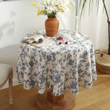 Qfdian Green Round Tablecloth Striped Embroidered Table Cover Farmhouse Tassel Table Cloth for Table Kitchen Dining Room Tabletop Decor