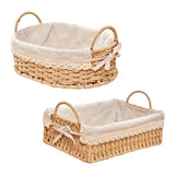 Qfdian Woven Storage Baskets Kitchen Organizer Handwoven with Handles Cosmetic Box for Breakfast Fruit Bedroom Bathroom Home Decorative