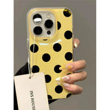 Qfdian Trendy Ins Style Summer Korean Style Simple Personalized Wave Points Phone Case For iPhone 16 15 14 13 12Pro Max Soft Back Cover
