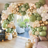 Qfdian  113Pcs Sage Green Balloon Arch Garland Kit Olive Avocado Green Ballon Jungle Birthday Party Decoration Baby Shower Bridal Shower