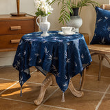 Qfdian  Jacquard Polyester Fabric Dining Room Tablecloth Embroidery Bamboo Leaf Pattern Retro Table Cloth New Chinese Style Home Decor