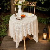 Qfdian  French Style Beige Countryside Lace Tablecloth for Living Room Bedroom Outdoor Dining Table Decorative Cover