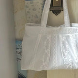 Qfdian  Japanese Lace Embroidery Top-Handle Bags Tender Fairy Elegant Shoulder Underarm Bag Y2k Aesthetic Ins Women Purses and Handbags