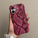 Qfdian Fashion Chic Snake Skin Texture Leather Phone Case For iPhone16 15 14 13 Pro Max Soft Silicone Back Cover