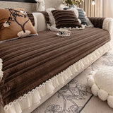 Qfdian  Rabbit Fur Skirt Sofa Cushion Winter New Fixed Anti Slip Skin Friendly Breathable Soft Comfortable Thick Warm Cover Cloth Towel