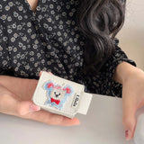 Qfdian Cute cartoon embroidery leather earphone case for apple airpods pro pro2nd 3 pure color summer charing box cover for airpod 1 2