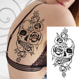 Qfdian  Realistic Fake Peony Temporary Tattoos For Women Girl Black Rose Elephant Flower Tattoo Sticker Tiger Anemone Tatoos Half Sleeve