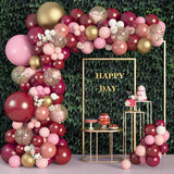 Qfdian  162Pcs Burgundy Pink Balloons Garland Arch Kit for Birthday Valentines Day Baby Shower Wedding Party Decorations Supplies
