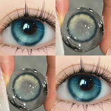 Qfdian Color Contact Lenses yearly Myopia Lenses with Diopter Enlarge Bright Cosmetic Power Lens Make Up for  Beautiful Eyes