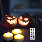 Qfdian  3 Pack Halloween Pumpkin Lights Battery Operated Flameless LED Lights with Remote/Timer Jack-O-Lantern Outdoor Pumpkin Decorati