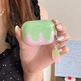 Qfdian Korea Lovely Fresh Strawberry Pattern Silicone Earphone Case for AirPods 2 3 4 Pro 2nd Generation Protective Cover Cute Pendant