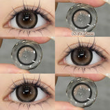 Qfdian  2PCS Big Grey Contact Lenses for Eyes Myopia Colored Contact Lens Natural Brown Pupils Gradient Contact Lens Black Lens