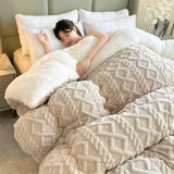 Qfdian  High End Thickened Winter Warm Blankets for Beds Artificial Lamb Cashmere Weighted Blanket Thicker Warmth Duvet Quilt Comforter