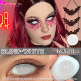 Qfdian  Cosplay Blind Black Lenses Anime White Eye Color Lens Halloween Vampire Lenses Cosmetic Colorful Multicontacts Red Lens