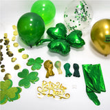 Qfdian  St Patricks Day Green Shamrock Clover Balloon Saint Patricks Party Decorations Garlands Banner Streamer Backdrop Hanging Decor