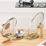 Qfdian  Stainless Steel Pan Pot Cover Stand Silver Color Soup Spoon Holder Drain Rack Stove Organizer Storage Kitchen Accessories