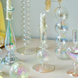 Qfdian Glass Candle Holder Home Decor Nordic Rainbow Vase Flower Table Living Room Decoration Candlestick Holder for Wedding