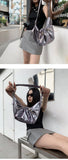 Qfdian All Match Drawstring Pleated Shoulder Shoulder Underarm Bag Streetwear Vintage Office Lady Ins Handbags Hobo Bags Y2k Aesthetic