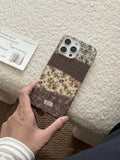 Qfdian  Autumn/Winter Retro Style Pattern Small Floral Splicing Suitable For iPhone 16 Pro max Case 15 14 1317 Pro Protective Cover