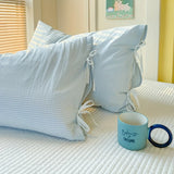 Qfdian  Double Sided Stripes Bow Pillow Cases 48x74cm Soft Comfortable Covers Cotton Pillow Cover Pillow Sham Beds Home Decoration gifts