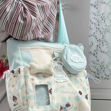 Qfdian  Contrast Color Sweet Kawaii Shoulder Bag Fashion Patchwork Women Students Handbags Korean Y2k Aesthetic Preppy Crossbody Bags