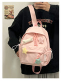 Qfdian Women Students Simple All Match Kawaii Backpack Sweet Cute Star Bone Schoolbags Casual Y2k Aesthetic Fashion Preppy Backpacks