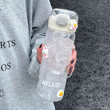 Qfdian  500/600ML Large Capacity Plastic Straw Water Bottles For School Sports Water Bottle BPA Free Portable Leak-proof Drinkware Cup