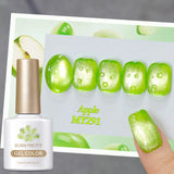 Qfdian 10ml/15ml Guava Green Cat Magnetic Gel Shine  Glitter Semi Permanent Soak Off UV Varnish Nail Supplies