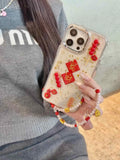 Qfdian 3D candied haws new year shiny fundas for iphone 15pro 16Pro 14promax 14 13 15 16 pro max 13pro 12 chain transparent phone case