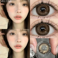 Qfdian 2PCS Yearly Use Colored Contact Lenses for Eye Natural Pupils Grey Contact Lenses Beauty Cosmetics High Quality Lens