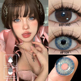 Qfdian 1 pair Colorcon Contact Lenses for Eyes Black Lenses Beautiful Cosmetic Pupil Blue Lenses Big Eyes Contacts Lens Yearly
