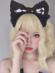 Qfdian 12Inch Blonde Lolita Synthetic Wigs With Bang Short Natural Wavy Hair Wig For Women Daily Use Cosplay Drag Party Heat Resistant