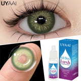 Qfdian 10ml Eye Drops Lenses Set 1 Pair Colored Contact Lenses for Eyes Beauty Pupils Rewetting Drops Health Care Blue Eye Lenses