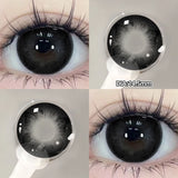 Qfdian  2PC Beauty Colored Contacts special Shiny Glitter Eye Makeup Contact Lens Black Gray Blue Brown Red Soft Contact Lens