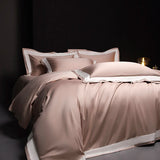 Qfdian 4Pcs Premium 1000TC Egyptian Cotton Solid Color Hotel Style Wide Edge Bedding Set Duvet Cover Bed Sheet/Fitted Sheet Pillowcases