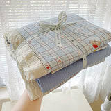 Qfdian  Ins Princess Bedding Set Floral Duvet Cover Set Flat Sheets Set Single Twin Double Size Bed Linen Set Back To School Season