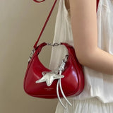 Qfdian Luxury Design Top-Handle Bag Women Office Lady Elegant Casual Shoulder Handbags Fairy Y2k Aesthetic Fashion Chic Crossbody Bags