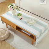 Qfdian  ‌New Nordic Solid Stripe Tablecloth Modern Minimalist Tassel Trim Dustproof Durable Decoration Mats Home Desk Dining Table Cloth