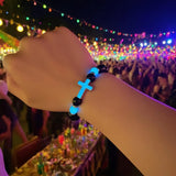 Qfdian  New Stylish Cross Glow-In-The-Dark Bracelet From Europe and America Featuring A Unique Luxurious Design