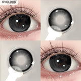 Qfdian  2PC Beauty Colored Contacts special Shiny Glitter Eye Makeup Contact Lens Black Gray Blue Brown Red Soft Contact Lens