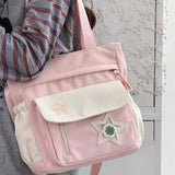 Qfdian  Contrast Color Patchwork Star Transparent Shoulder Bags Women Preppy All Match Casual Underarm Bag Korean Y2k Crossbody Handbags