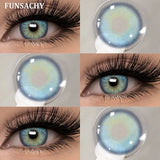 Qfdian  2pcs Colorcon Contact Lenses Gray Pupils for Eyes Fashion Color Contact Lenses Eye Makeup Beauty Cosmetics Blue Lenses