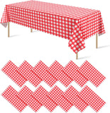 Qfdian  1/2/3pcs Disposable Red Gingham Plaid Table Cloths for Parties, Rectangle Party Table Cover for Picnic Farm Birthday Wedding,